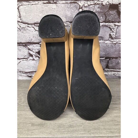 Tory Burch Tan Leather Black Patent Leather Block Heels Women’s Sz 8.5M US/39EU - Picture 7 of 16
